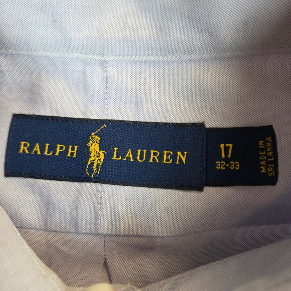 Ralph Lauren Mens Button Down Shirt Light Purple Cotton Long Sleeve 17 32-33 - Picture 5 of 10